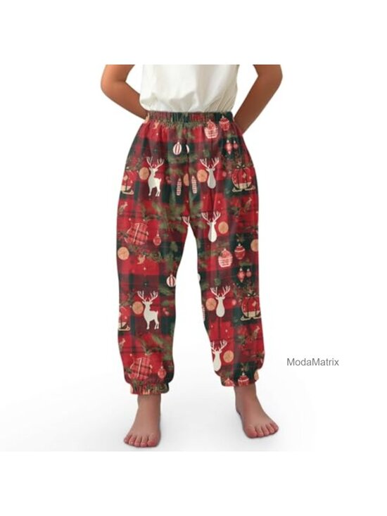Other - Kids Harem Pants Festive Jogger Trousers Holiday Print Lounge Elastic Bottoms